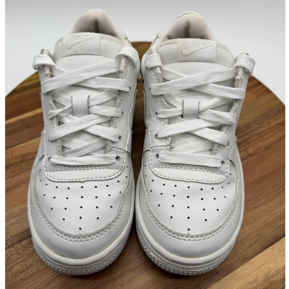 Nike Air Force 1 Low Men's 3Y Women's 4.5‎ Triple White Leather Sneakers 0624